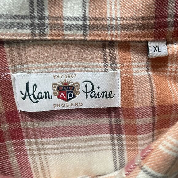 NWOT Alan Paine England Modern LS Button Up Shirt Plaid Red & Orange XL Men - Picture 4 of 9
